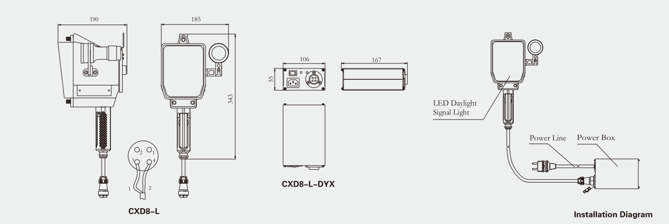 Specifications of CXD8-L LED Daylight Signal Light