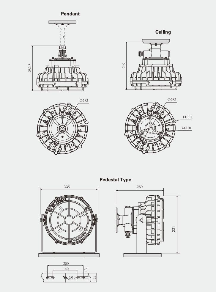 Specifications of CFD13 LED Explosion-proof Flood Light