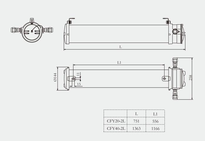 Specifications of CFY20-2L and CFY40-2L LED Explosion-proof Pendant Lighting