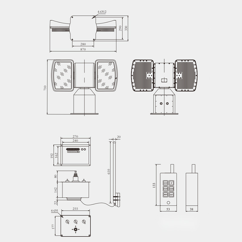 Specifications of SD-2 Wireless Remote-Controlled LED Searchlight