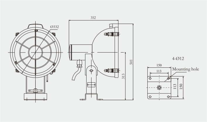 Specifications of TG1-B Marine Spotlight