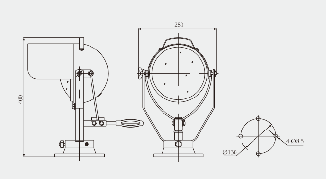 Specifications of TG16B Marine Spot Light