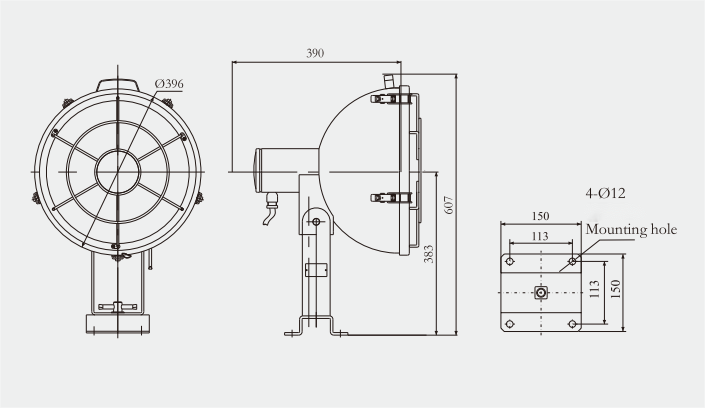 Specifications of TG2-B Marine Spot Light