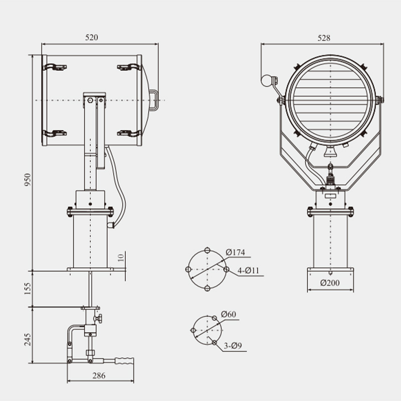 Specifications of TG3-N Marine Signal Searchlight