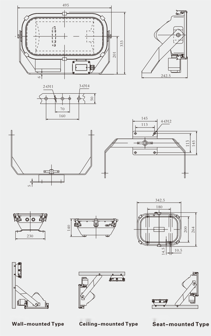 Specifications of TG5 Marine Spot Light