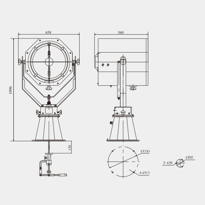 Specifications of TZ1-N Marine Searchlight