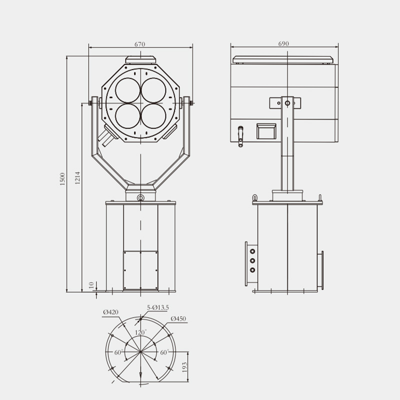 Specifications of TZ6 LED Marine Searchlight